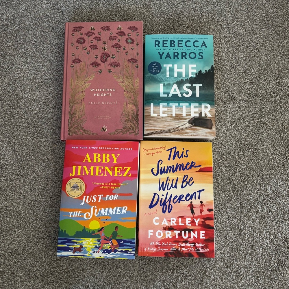 Set of Four Books, Rebecca Yarros, Abby Jimenez, Emily Brontë, Carley Fortune